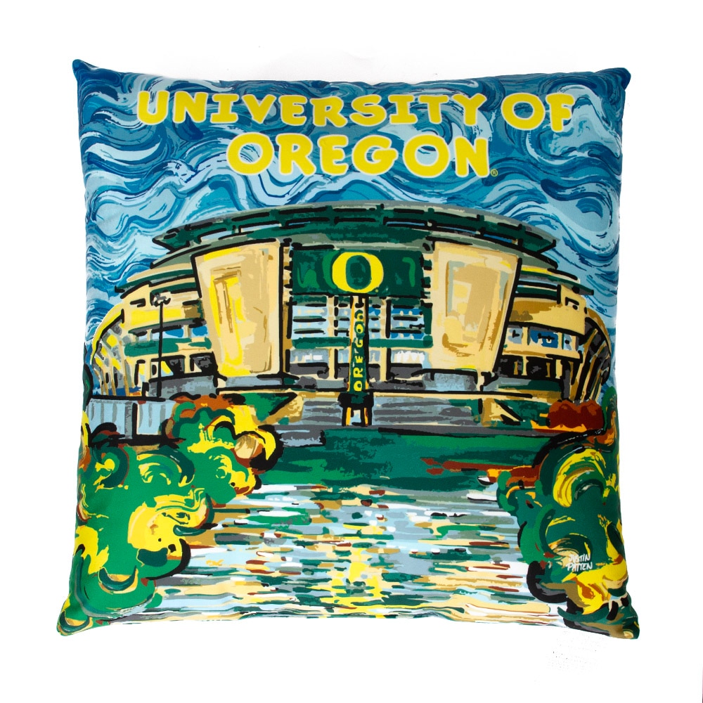 Autzen Stadium, Neil, White, Blankets & Pillows, Polyester, Home & Auto, 18", Football, Justin Patten, Ultra Soft, 993987